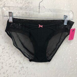 Betsey Johnson Intimates Low Rise Black Bikini Panties Size Medium NWT